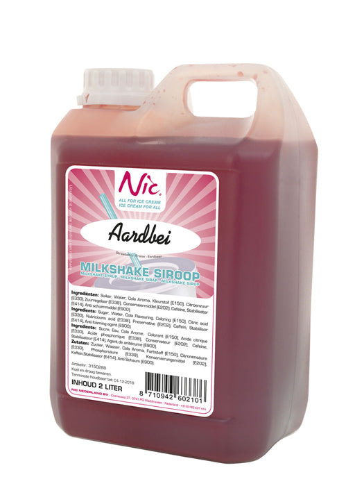 Milkshakesyrup, jordgubb 2L