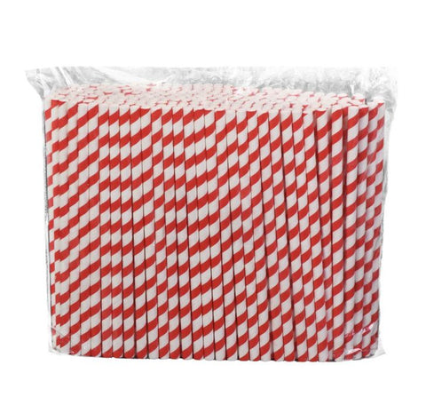 Sugrör papper 250st röd/vit
