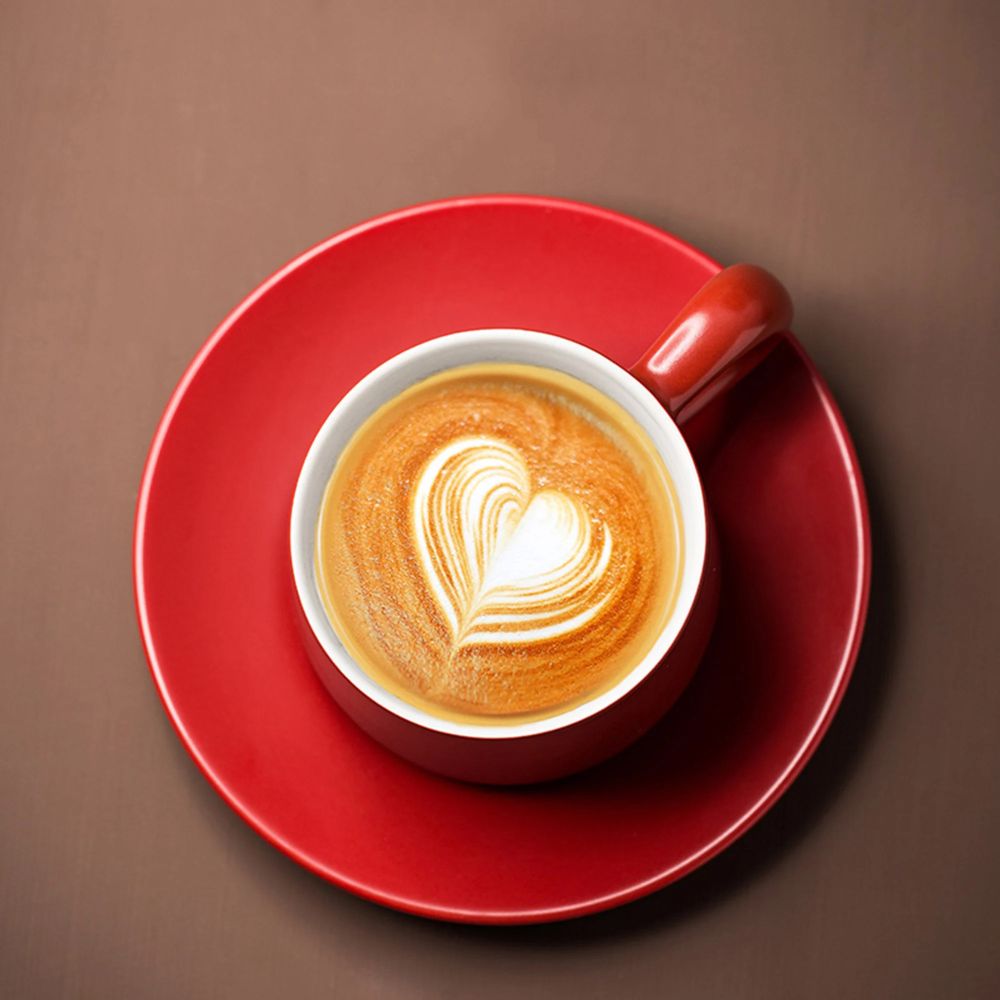 Cappuccinokopp ALBA inkl fat, 150ml, röd