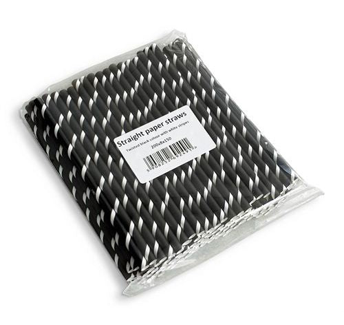 Sugrör papper 150st svart/vit