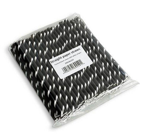 Sugrör papper 150st svart/vit